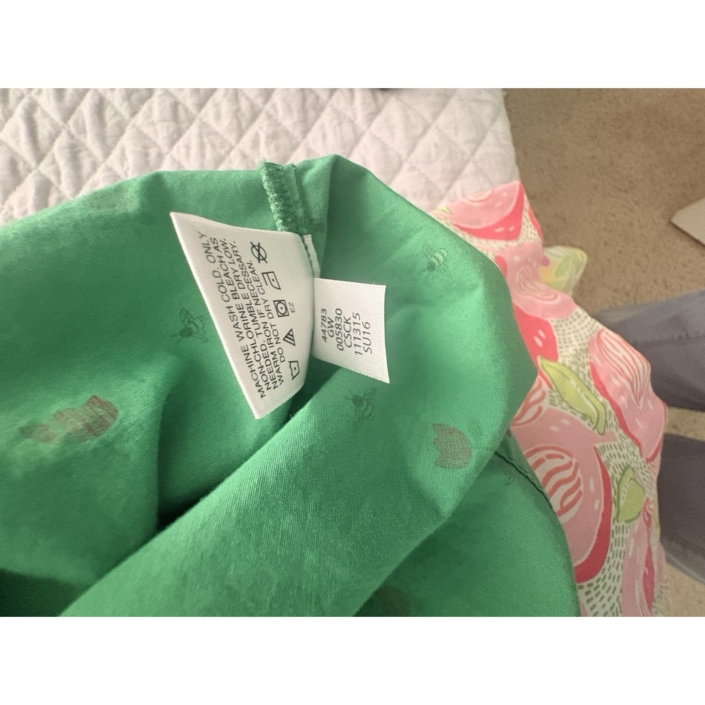 Hanna Andersson Green Tulip & Bee Shift Dress Girl's Size 120 - Picture 7 of 7